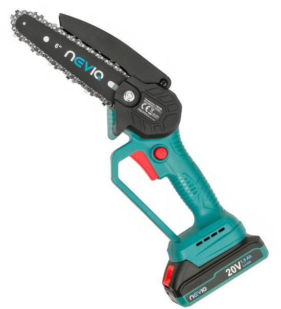 NEVIQ accu-kettingzaag, 6'' zaagblad, 200W, Li-ion 1,5 Ah accu, L04302 van Merkloos	