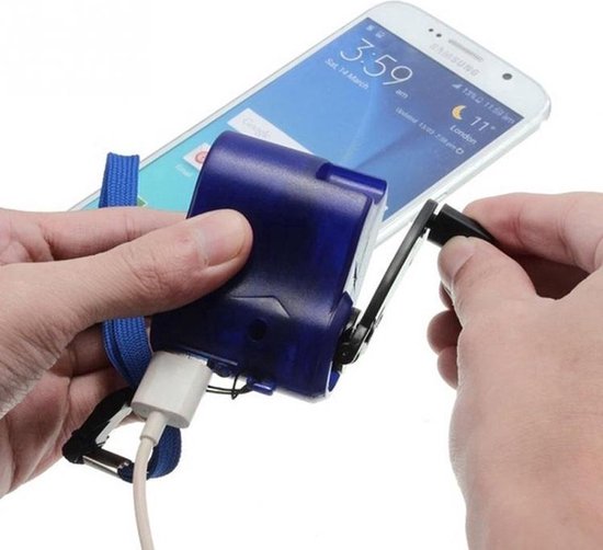 New Age Devi - Handlader - Laden zonder Stroom - Portable Hand-Crank - USB Charger - Outdoor Emergency/Charging - Blue - Kampeeraccessoire van Merkloos	