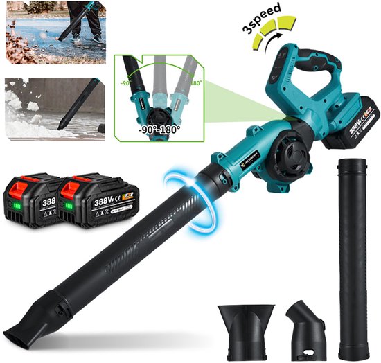 NewBeny Accu Bladblazer 21V - 252 km/u Draadloze Bladblazer - met 2 accu's - 3 versnellingen - Elektrische Bladblazer - voor gazononderhoud, sneeuwblazen, stofverwijdering van Merkloos	