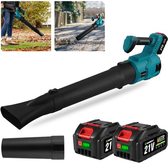 NewBeny Accu Bladblazer - 288 km/u Elektrische Bladblazer - 6 versnellingen - Borsteloze motor - met 2x accu's - voor Tuinonderhoud, Oprit, Bladeren, Stof en Sneeuw van Newbeny