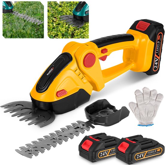 NewBeny Accu Heggenschaar - 2-in-1 Heggenschaar - met 2x accu’s en 2 messen - Grasschaarmes - Elektrische Grasschaar - Voor Tuin en Gazon van Merkloos	