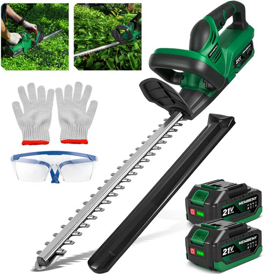 NewBeny Accu Heggenschaar - 51 cm Bladlengte - Elektrische Heggenschaar - met 2x Accu’s - Professionele heggen - Struikschaar - voor heggen, struiken, snoeien van Merkloos	