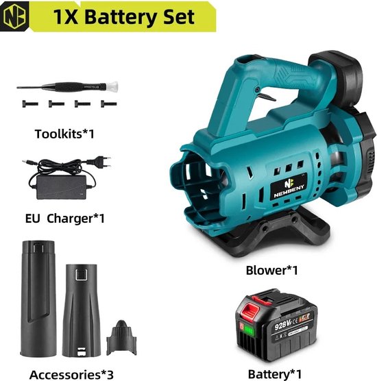 NEWBENY - Draadloze Elektrische Luchtblazer - inclusief 1 accu - Geschikt voor Makita - Bladblazers - Luchtblazer elektrisch - 18500RPM - 18V - 22500mAH BAtterij van Newbeny