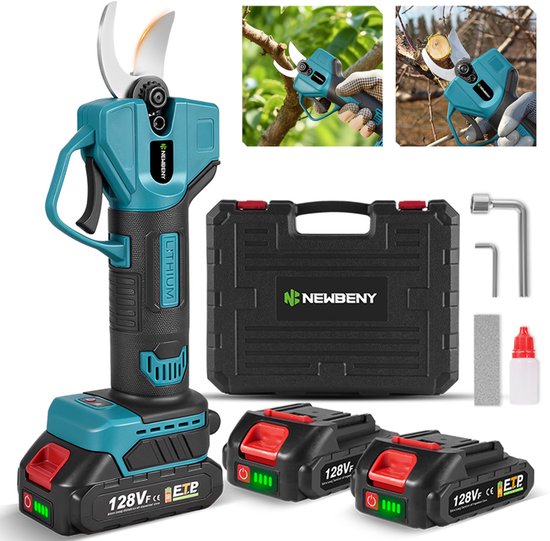 NewBeny Elektrische Snoeischaar - 30mm- Accu Snoeischaar - Takkenschaar - professionele taksnijder - met 2x Accu’s - krachtige takkensnijder - voor bomen, tuin en boomgaard van Merkloos	