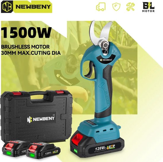 NEWBENY - snoeischaar - snoerloze snoeischaar op accu - snoeischaar op accu - snoeischaar 2 accu's - snoeischaar voor accu makita - takkenschaar op accu van Newbeny
