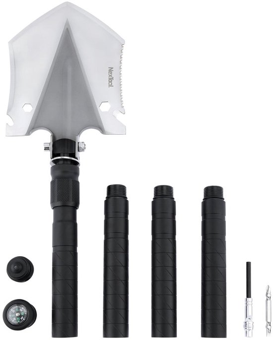 NexTool Multifunctionele Schop - Survival Schep 14-in-1 - Aluminium & Staal
