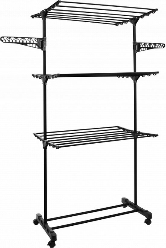 Niceey Droogtoren - Droogrek - Droogmolen - 45m drooglengte - Wasrek inklapbaar - Zwart van Niceey