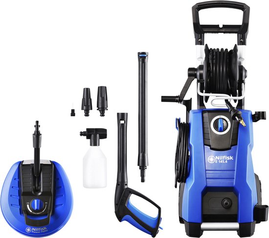 Nilfisk E 145.4-9 Power X-TRA hogedrukreiniger - 145 bar - 9 mtr HD-slang op haspel - 500 L/u - 2100 W van Merkloos	