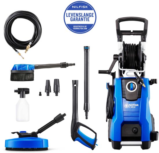 Nilfisk E145.4-9 PAD Xtra Hogedrukreiniger - Terrasreiniger - 145 Bar - Waterslang 9 Meter - Slanghaspel van Merkloos	