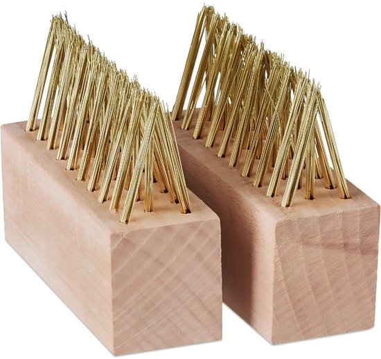 NIVA® Onkruidborstel - Tuin Onkruidverwijderborstel – Set van 2 met Bladschraper - - Bruin - 10cm x 4cm x 8cm