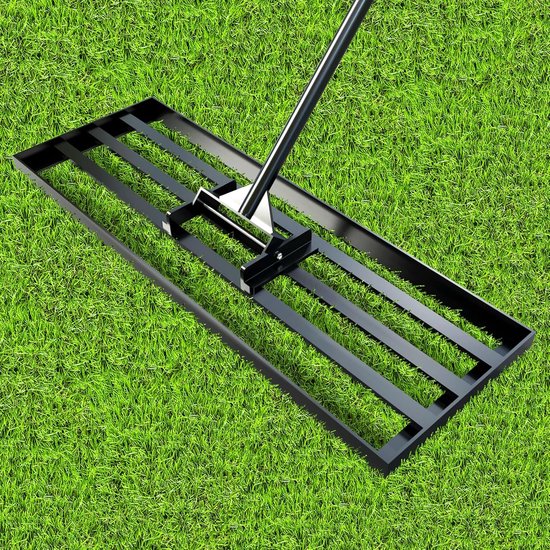 Nivelleringshark 115 x 25 cm, met kliksysteem 200 cm verstelbare steel vuil, voor gazon, zand, nivelleren, beluchter gazon, tuingazon