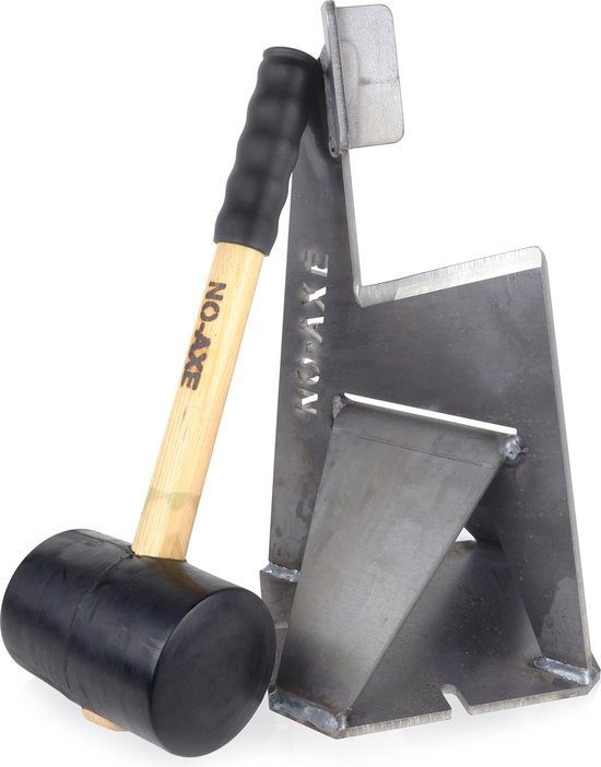 NO-AXE HOUTKLOVER - BLANK STAAL - SET MET HAMER - HOUTSPLIJTER - HOUTSPLITTER - HOUTKLIEVER - SPLIJTWIG - KLOOFWIG van NO-AXE