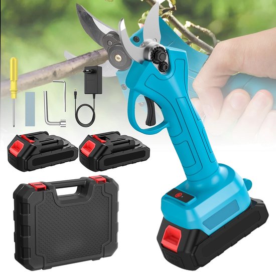 Norvia - Draadloze Borstelloze Elektrische Snoeischaar – 21V – Inclusief 2 Accu’s - Inclusief Koffer - Antislip - Fruitbomen van Merkloos	