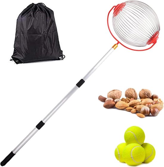 Noten Verzamelroller - Noten Prikker - Tuinwerkzaamheden - Verstelbare Lengte - 45-104 cm - Zilver