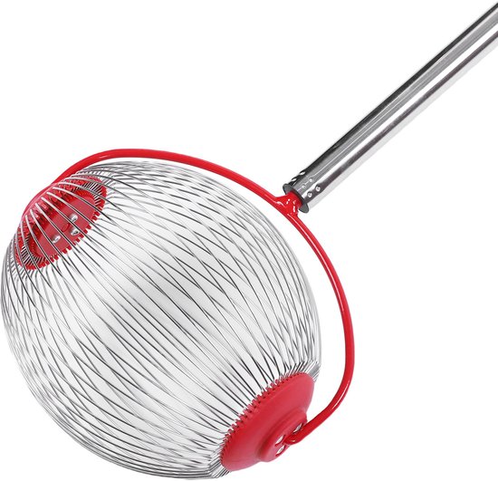 Notenraper / Fruitopvanger – 113,5 cm RVS – 3-delige steel – zonder bukken noten en fruit efficiënt oprapen – duurzame opvangmand – tuin en boomgaard