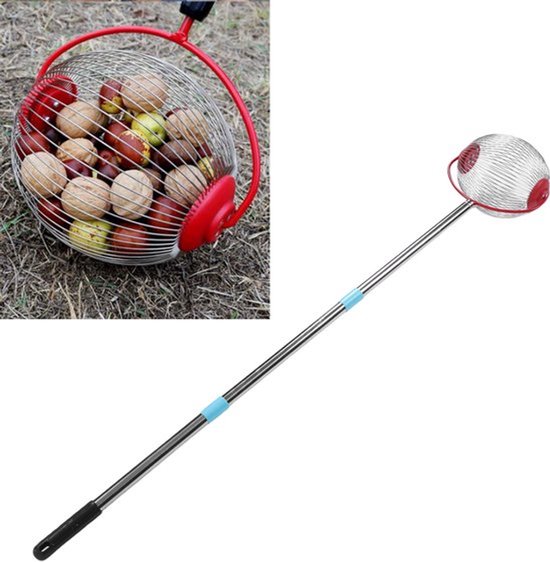 Notenverzamelaar met rolmechanisme (113 cm) - geschikt voor noten zoals pecannoten en walnoten - voor gebruik buitenshuis