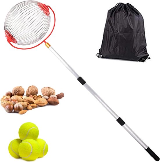 Notenverzamelaar Op Rol - Fruitplukker Opsteker - Snel Objecten Verzamelen - Verstelbare Telescoopsteel - 45-104 cm - Zilver
