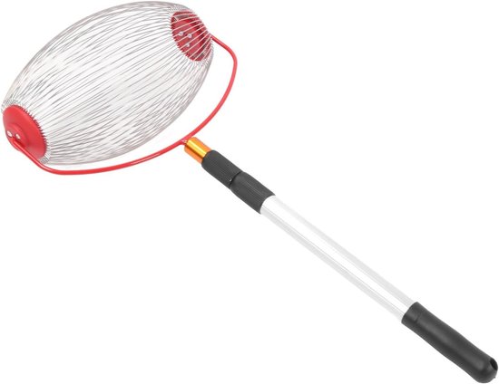 Notenverzamelaar Roestvrij Staal - Notenplukker Ballenvanger - Efficiënt Noten Oogsten - In Hoogte Verstelbaar - 34 x 18 cm - Zilver van Merkloos	