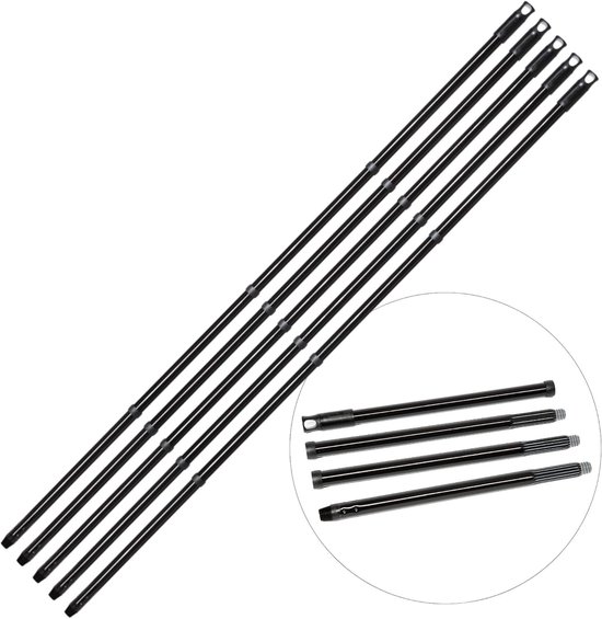 Novaliv 5X Veelzijdige Premium Schroefbezemsteel 137 cm - 2,6 cm Stabiel Duurzaam Zwart Verstelbaar 137 cm tot 94,5 cm Perfect voor vegen, schrobben en ramen lappen Hoogwaardige metalen constructie van Novaliv