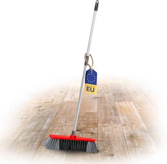 Novaliv Bezem 30 cm FIJNE SYNTHETISCHE HAREN Bezem Rood Zaalbezem met steel Telescopische steel 130 cm - Zaalbezem met draad geschikt voor 22mm bezemstelen - Spinnenwebbezem Magische Bezem van Novaliv