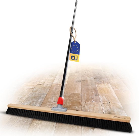 Novaliv Grote Bezem Halbezem 100 cm met Telescopische Steel Borstels Synthetische Borstels Bezem Fijn met Steel Werkplaatsbezem Halbezem Industriële Bezem Huisbezem Veegbezem Kamerbezem Haarbezem Groot van Novaliv