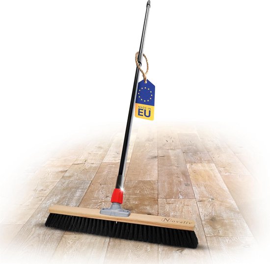 Novaliv Grote Bezem Halbezem 60 cm met Telescopische Steel Borstels Synthetische Borstels Bezem Fijn met Steel Werkplaatsbezem Halbezem Industriële Bezem Huisbezem Veegbezem Kamerbezem Haarbezem Groot van Novaliv