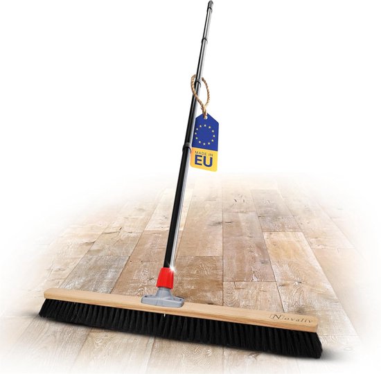 Novaliv Grote Bezem Halbezem 80 cm met Steelborstels Synthetische borstels Fijne bezem met steel Ideaal als werkplaatsbezem Halbezem Industriële bezem Huisbezem Veegbezem Kamerbezem Haarbezem Groot van Novaliv