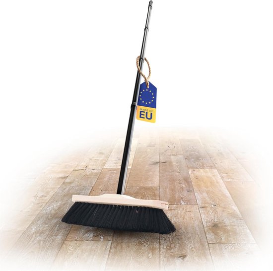 Novaliv kamerbezem met steel stevige ECHT PAARDENHAAR bezem zachte haren kastbezem 4 st. insteekbare steel bezem van gemengd paardenhaar, bezem voor laminaat en parket, bezem van paardenhaar, bezem van natuurlijk haar, huisbezem van Merkloos	