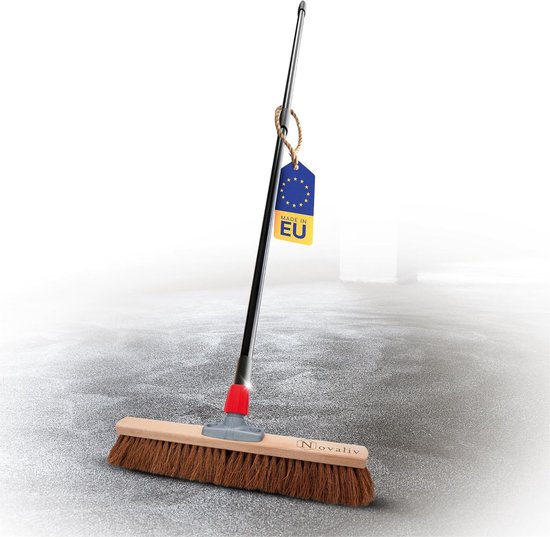 Novaliv kokosbezem 50 cm met telescopische steel kokosharenbezem natuurhaar met steel werkplaatsbezem halbezem industriële bezem huisbezem veegbezem schildersbezem haarbezem terrasbezem zacht van Novaliv