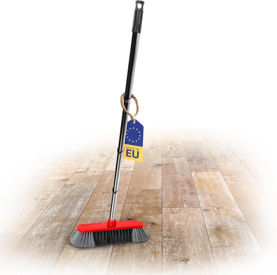 Novaliv kunststof kamerbezem 30 cm FIJNE SYNTHETISCHE HAREN veegbezem rood halbezem met steel insteeksteel stevige halbezem met draad geschikt voor 22mm bezemstelen spinnenwebbezem kamerbezem Magic Broom