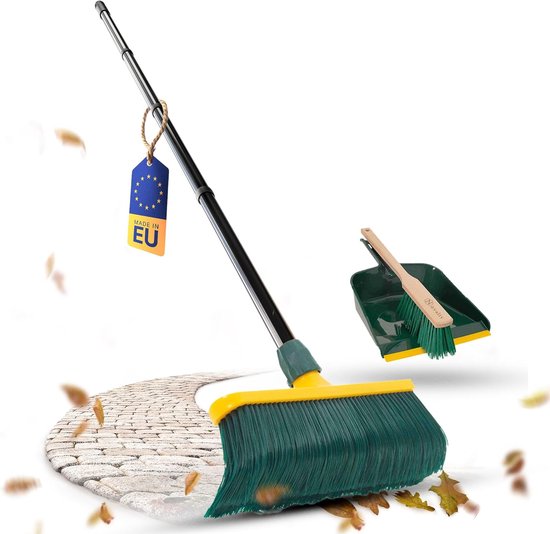 Novaliv Premium klauwbezem met steel 30 cm inclusief buitenveegset, speciale bezem met gebogen borstelharen en kunststof kop - ideaal als tuinbezem, schraapbezem, kunstgrasbezem, ideaal voor op de camping van Novaliv