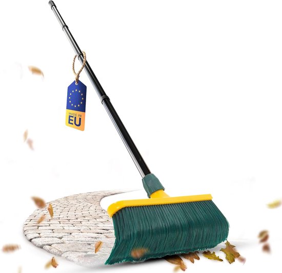 Novaliv Premium klauwbezem met steel 30cm, speciale bezem met gebogen borstelharen en kunststof kop - ideaal als tuinbezem, schraapbezem, kunstgrasbezem, ideaal voor op de camping, straatbezem van Novaliv