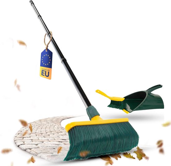 Novaliv Premium klauwbezem met steel 40 cm inclusief jumbo veegset, speciale bezem met gebogen borstelharen en kunststof kop - ideaal als tuinbezem, schraapbezem, kunstgrasbezem, ideaal voor op de camping van Novaliv