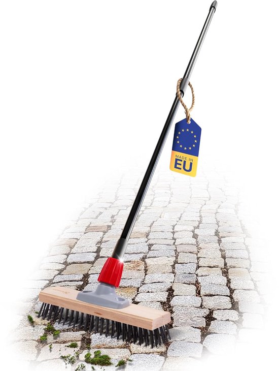 Novaliv Robuuste draadbezem met steel Eenvoudige stalen bezem met telescopische steel Efficiënte mosverwijdering Draadborstel voor bestrating & tuin Staaldraadbezem Moskrabber Pizzabezem Pizzasteenborstel van Merkloos	