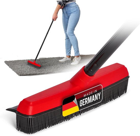 Novaliv rubberen bezem met steel voor in de auto & wisser kappersbezem rubberen knopbezem hondenhaarverwijderaar bezem voor binnen stenen vloeren tapijtbezem vloerwisser huishoudbezem wonderbezem van Novaliv