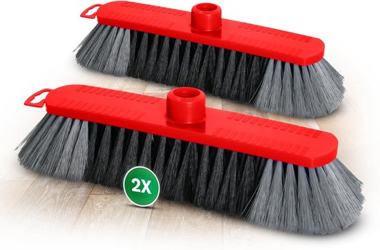Novaliv set van 2 kamerbezems 30 cm FIJNE SYNTHETISCHE HAREN veegbezem rood halbezem - ZONDER steel ALLEEN bezemkop - halbezem met draad geschikt voor 22mm bezemstelen - spinnenwebbezem kamerbezem Magic Broom van Novaliv