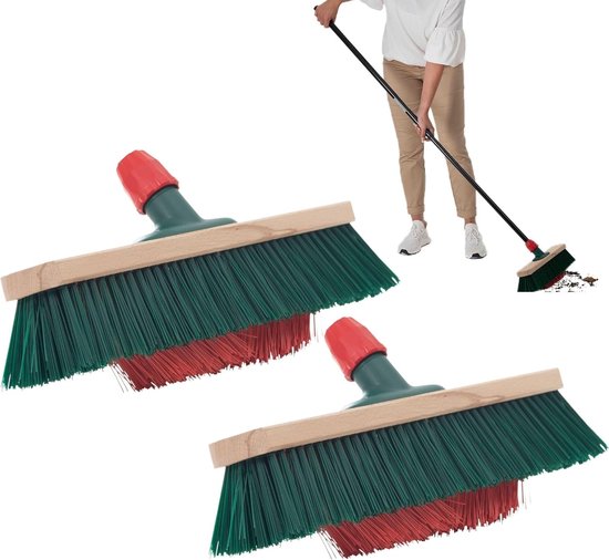 Novaliv tuinbezem Elaston 40 cm bezemkop 2-delige set met V-borstelharen Elaston Ideaal als bezem voor buiten Straatbezem Harde borstelharen Terrasbezem Tuinbezem Stalbezem Veegbezem Industriële bezem Buitenbezem van Merkloos	