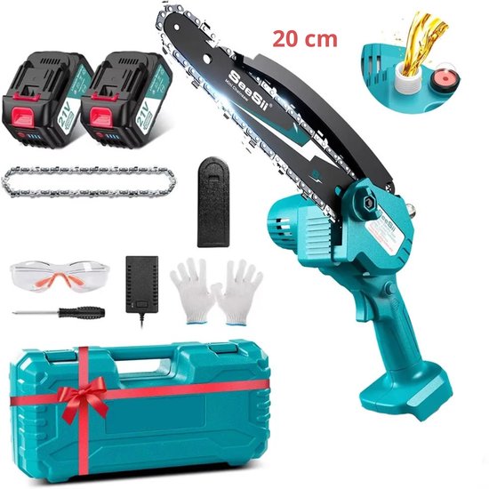 Novari - Mini Kettingzaag - Kettingzaag - Snoeizaag - Boomzaag - Elektrisch - Oplaadbaar - 2 acuus - Makita batterij - Draadloos