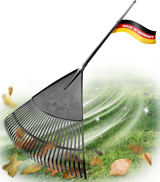 Novatool bladhark met telescopische steel tot 152 cm, bladveger met 30 kunststof tanden, harkwerkbreedte 75 cm, bladhark, tuinbezem, gazonhark, hark, tuinbezem, tuingereedschap zwart van Merkloos	