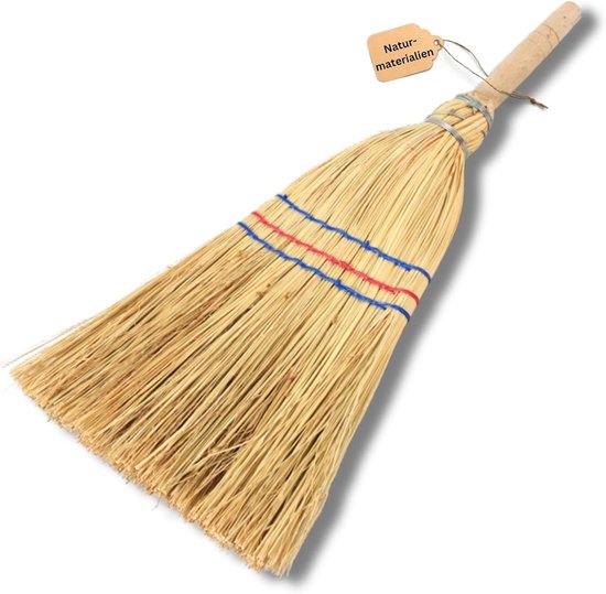 Novatool Kleine Bezemborstel Bezem met Steel Kort 40cm Strobezem Kinderheksenbezem Kleine Tuinbezem Minibezem Klein IDEAAL als Kinderbezem & Campingbezem van Merkloos	