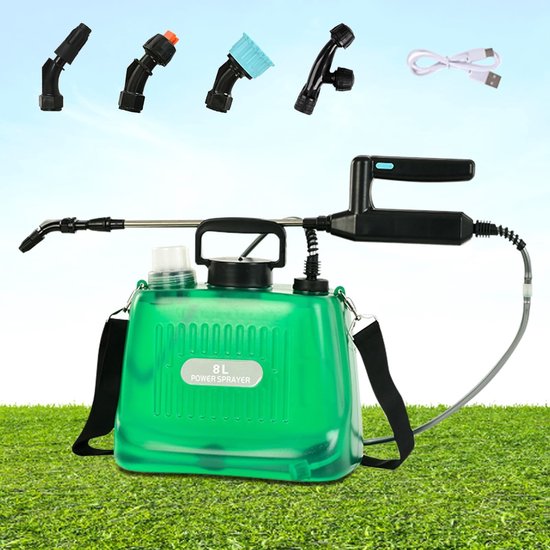 NTHProducts - Drukspuit - Elektrische tuinsproeier - 8 liter - Waterdichte spuit - USB oplaadbaar - Ideaal voor tuinieren - Inclusief sproeikop