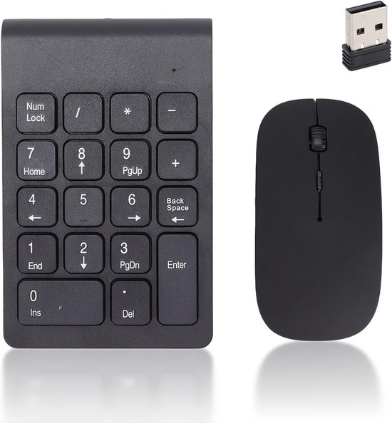 Numeric Keyboard, Wireless Numeric Keyboard and Mouse Combination with USB Receiver, 1200DPI Portable Wireless Mouse and Laptop Numeric Keyboard for PC Desktop Notebook