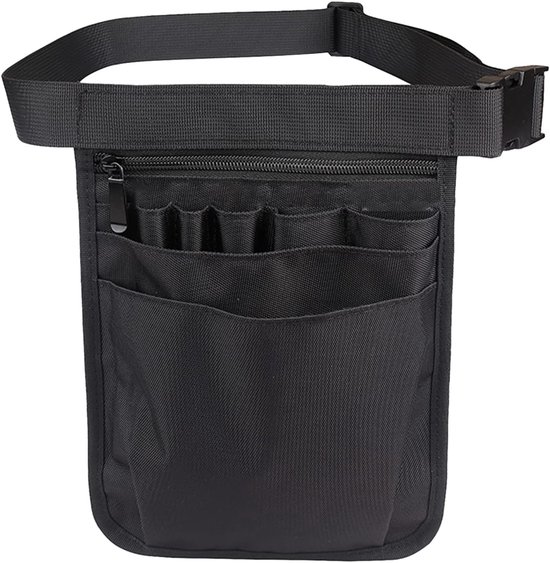 Nurse Bag met Verstelbare Schouderriem en Meerdere Compartimenten - Heuptas voor Verpleegkundigen - Utility Werk Organizer voor Mannen en Vrouwen (Zwart) van Merkloos	