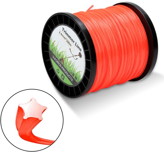 Nylon maa draad sterprofiel 2,4 mm 100 m voor dicht gras