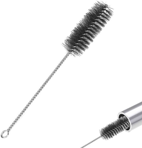 Ø 40 mm - haardborstel & haardreinigingsborstel voor hoeken, bogen en bochten, 30 cm lengte, stalen haren, universele haarborstel voor oven en open haard