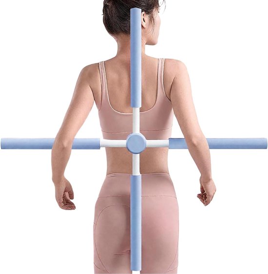 Oefenstok voor rug - Correctie stok - Houding verbeteren - Verstelbaar telescopisch systeem - 76 cm - Blauw