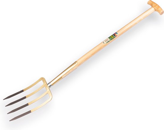 Offner Spitvork 4 tands brons met veerbus en T-steel 85cm