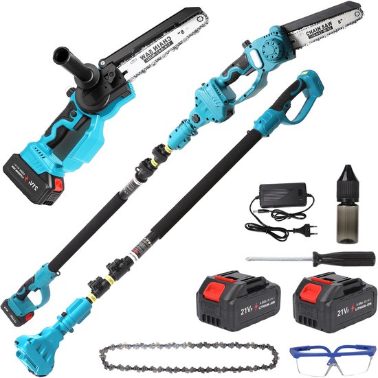 Ohana DT - Elektrische Snoeischaar - Takkenschaar - Mini Kettingzaag - 8 Inch Zaag - Incl Verlengstuk - 21V Accu Makita Compatible van Merkloos	