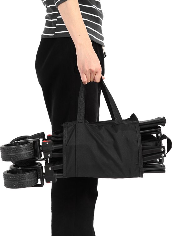 OKWISH Bolderkar Opvouwbaar – 80 Liter – Terreinwielen – Staal En Oxford – Zwart – Voor Camping En Boodschappen van Merkloos	
