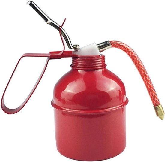Olie Kan - Met Pomp - Motor Onderhoud - Flexibele Tuit - 18.2cm Hoog - Rood